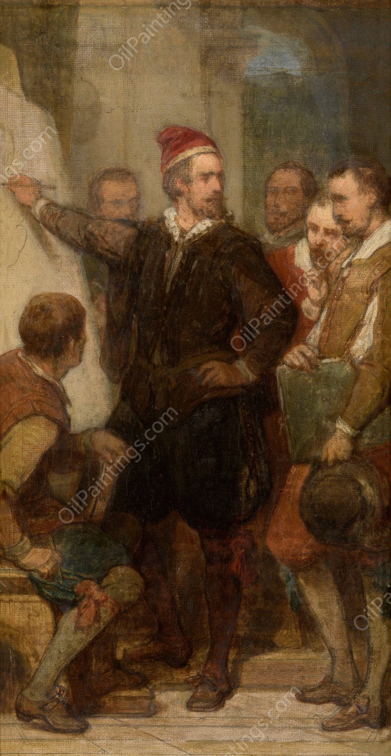 The Painter Denys Calvaert in Bologna by Nicaise De Keyser - Hand-Painted Oil Painting Reproduction