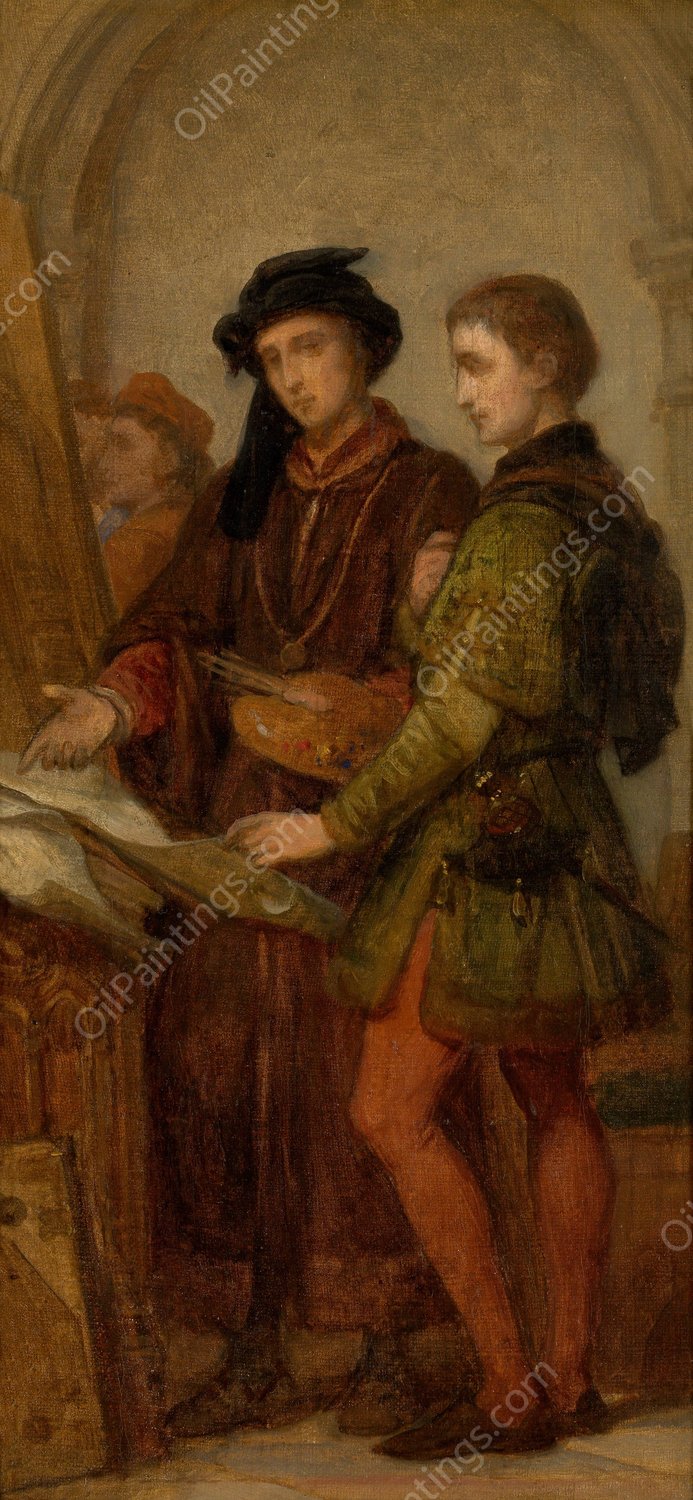 The Painters Jan van Eyck and Rogier van der Weyden by Nicaise De Keyser - Hand-Painted Oil Painting Reproduction