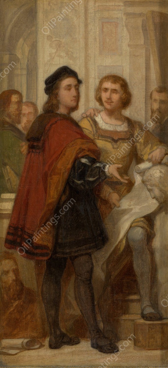 The Painters Raphael and Bernard van Orley by Nicaise De Keyser - Hand-Painted Oil Painting Reproduction