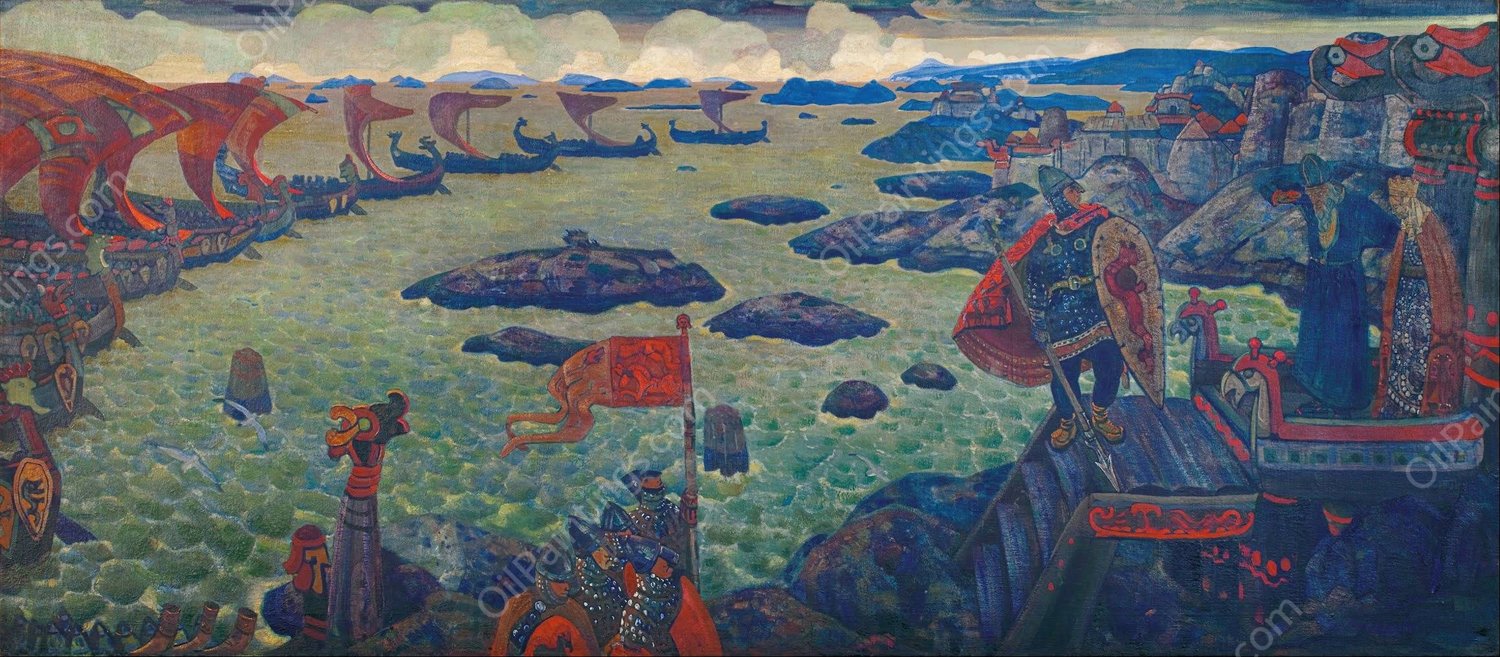 Ready for the Campaign  by Nicholas Roerich - Hand-Painted Oil Painting Reproduction