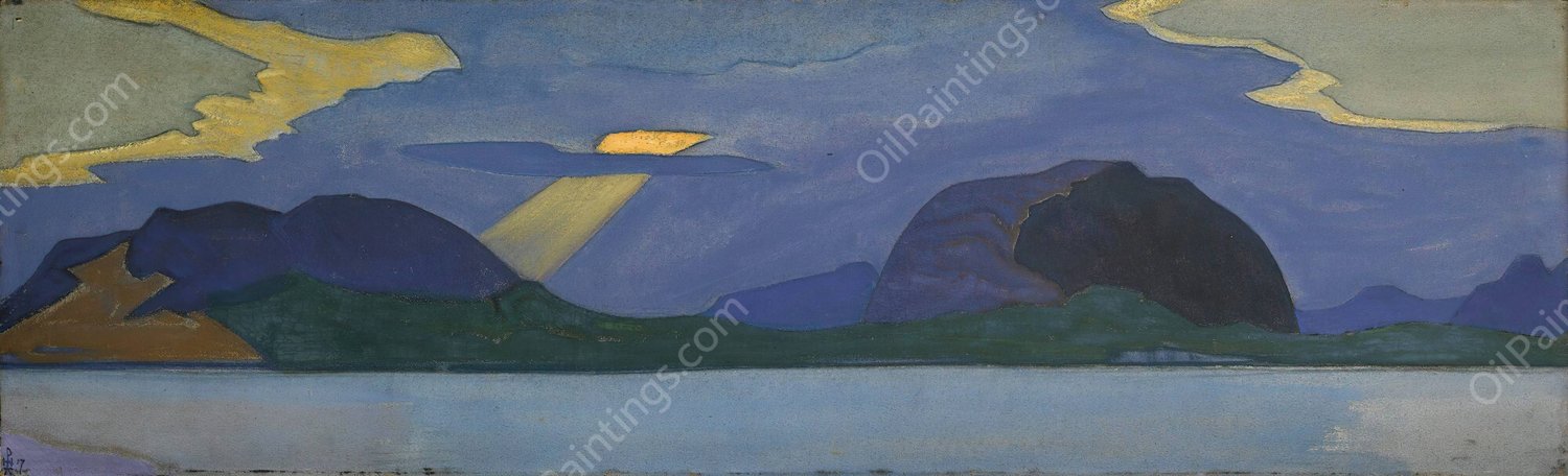 Sunset - The Castle Mount by Nicholas Roerich - Hand-Painted Oil Painting Reproduction