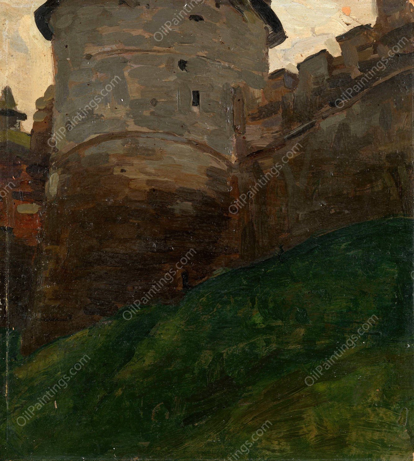 The Kremlin Tower of Nizhny Novgorod  by Nicholas Roerich - Hand-Painted Oil Painting Reproduction