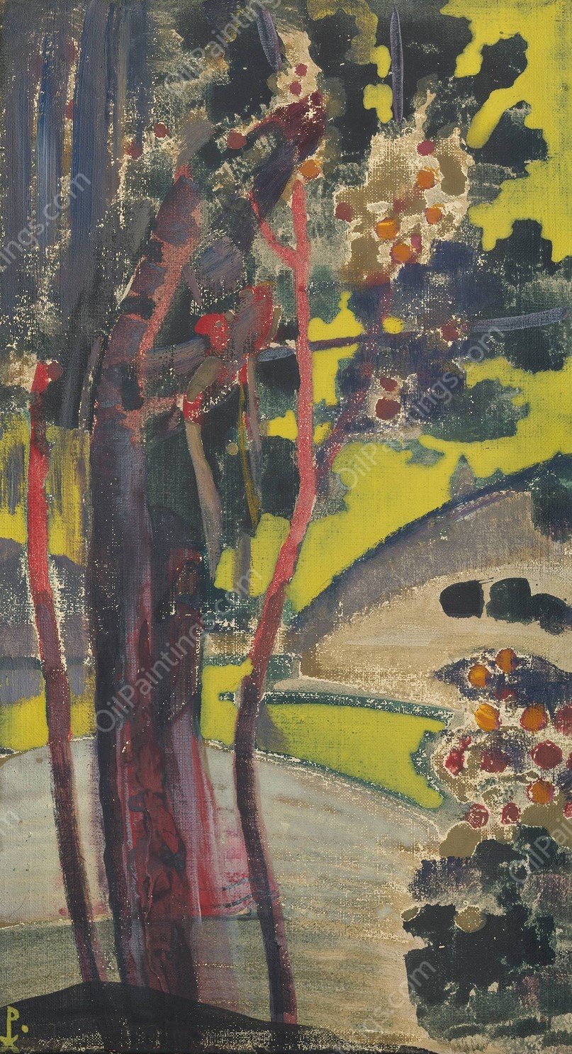 Trees by a Lake by Nicholas Roerich - Hand-Painted Oil Painting Reproduction