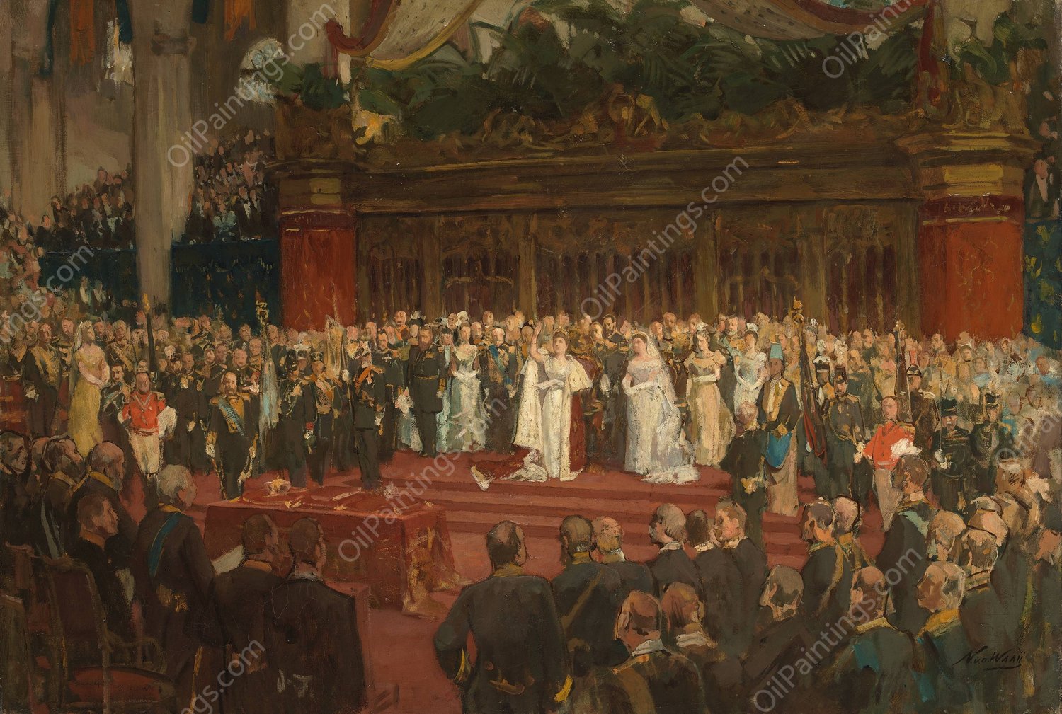 Taking the oath by H.M. Queen Wilhelmina  by Nicolaas Van Der Waay - Hand-Painted Oil Painting Reproduction