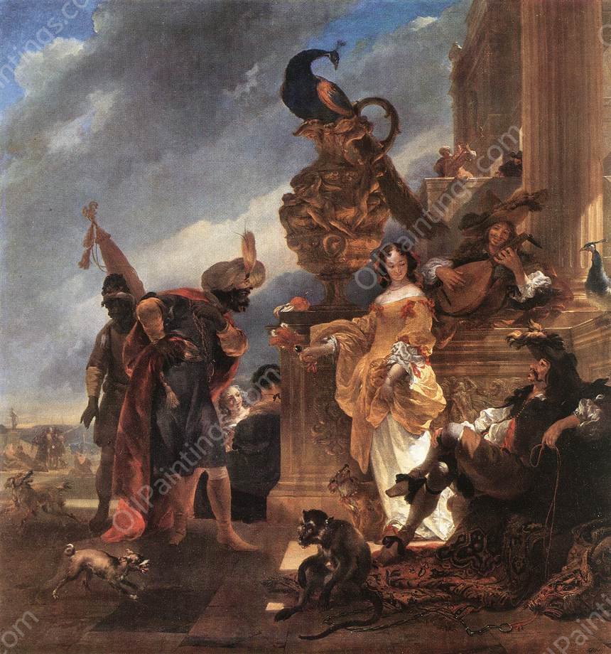 Merchant Receiving a Moor in the Harbour by Nicolaes Berchem - Hand-Painted Oil Painting Reproduction