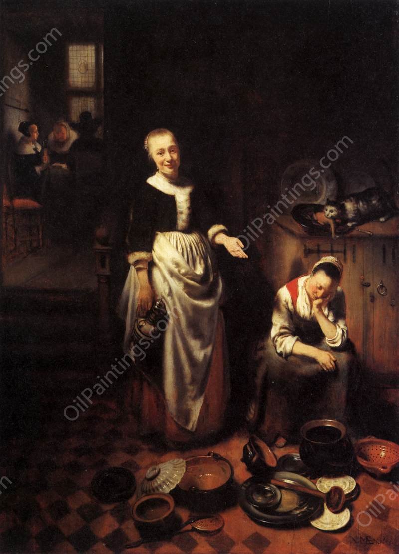 The Idle Servant by Nicolaes Maes - Hand-Painted Oil Painting Reproduction