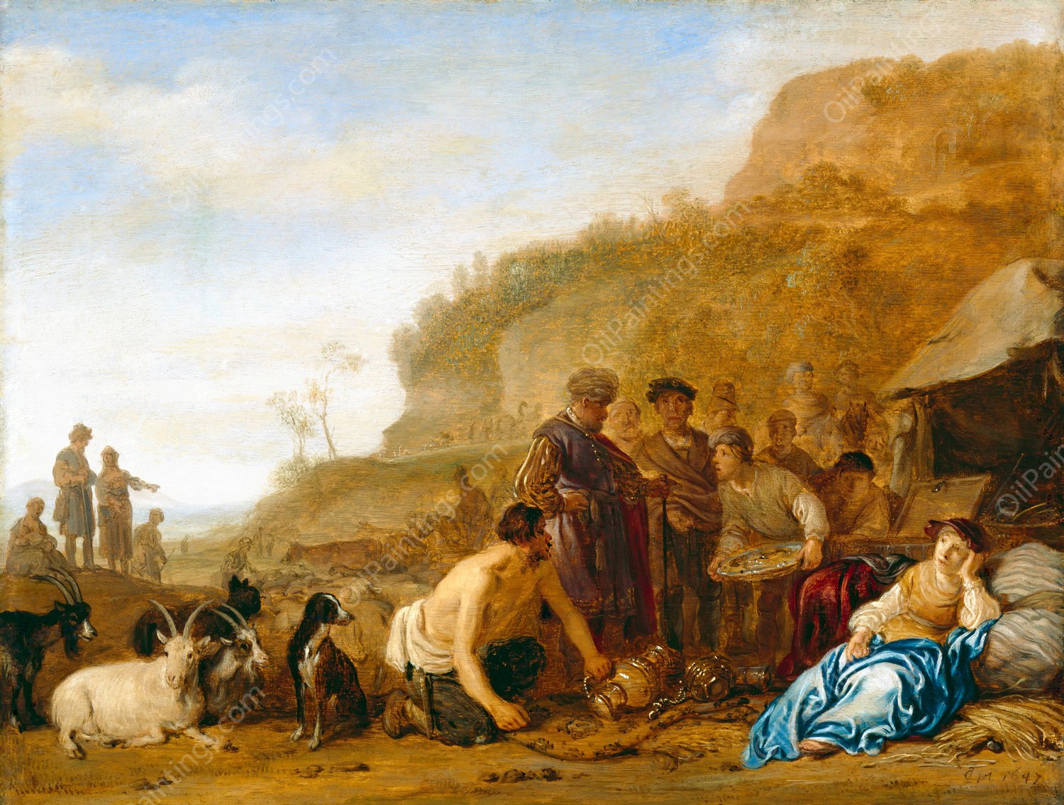 Laban Searching For His Gods  by Nicolaes Moeyaert - Hand-Painted Oil Painting Reproduction