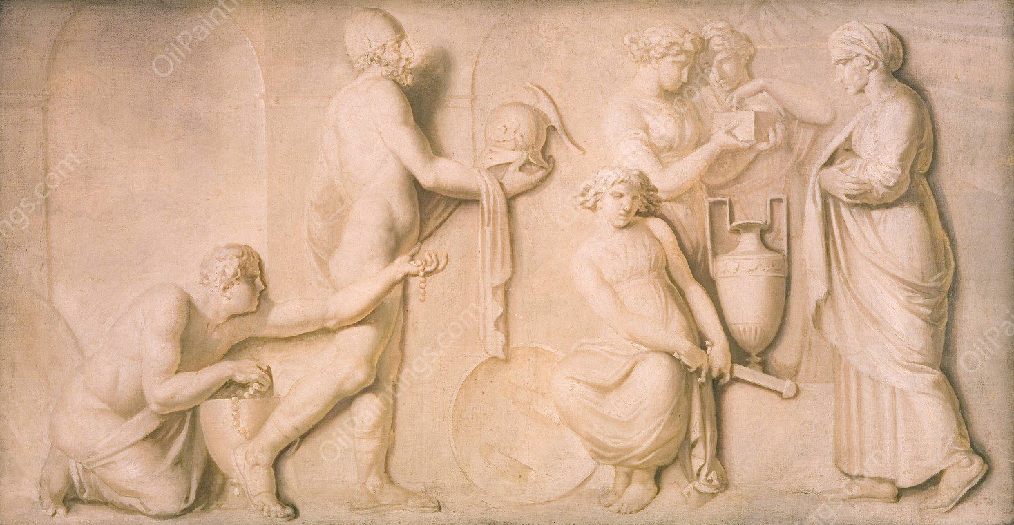 Achilles and the Daughters of Lycomedes  by Nicolai Abraham Abildgaard - Hand-Painted Oil Painting Reproduction