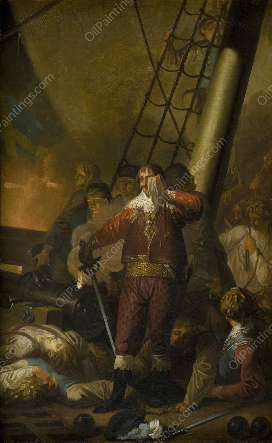 Christian IV Aboard His Flagship 'The Trinity' by Nicolai Abraham Abildgaard - Hand-Painted Oil Painting Reproduction