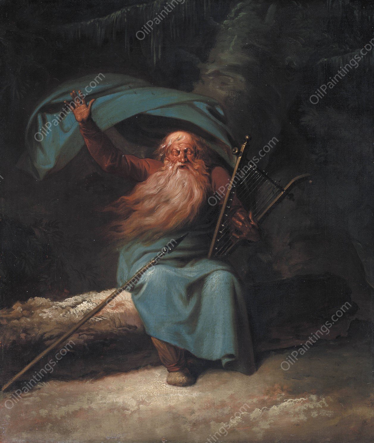 Ossian Singing His Swan Song  by Nicolai Abraham Abildgaard - Hand-Painted Oil Painting Reproduction