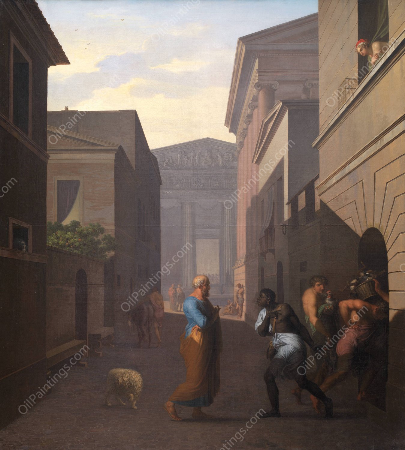 Simo and his former slave Sosia. From Terence's Andria  by Nicolai Abraham Abildgaard - Hand-Painted Oil Painting Reproduction