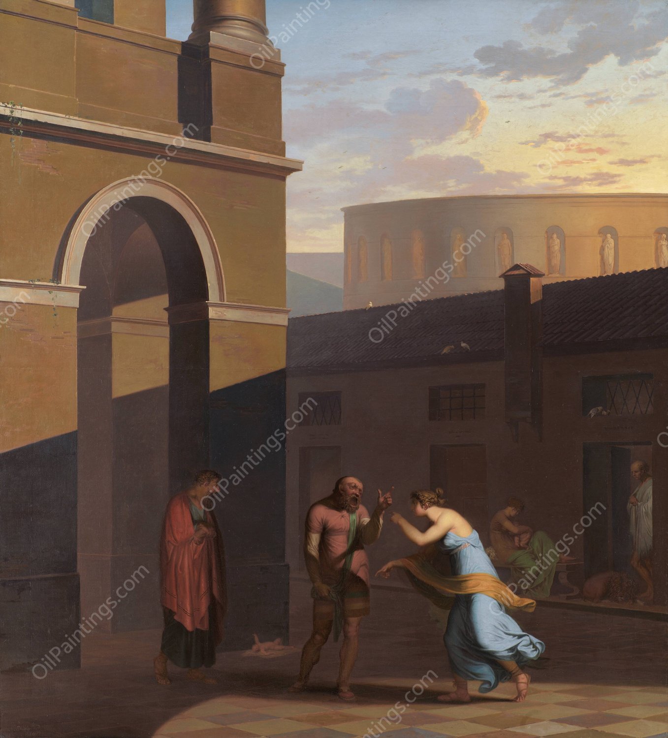 The Slave Davus and the Maid Mysis. From Terence's Andria by Nicolai Abraham Abildgaard - Hand-Painted Oil Painting Reproduction