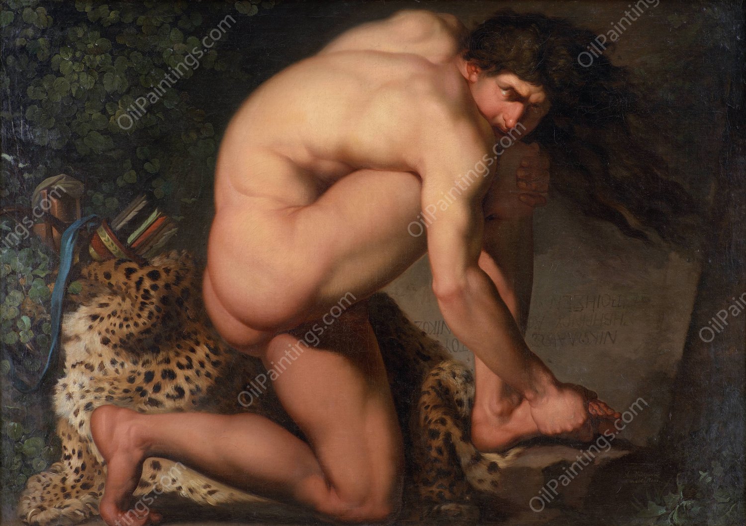 The Wounded Philoctetes  by Nicolai Abraham Abildgaard - Hand-Painted Oil Painting Reproduction