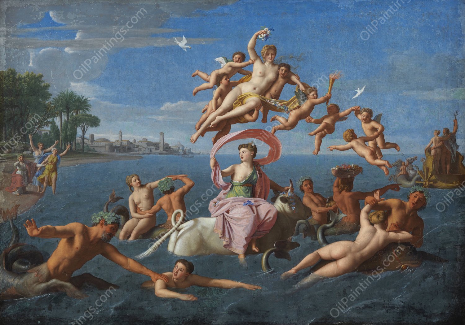 The Rape of Europe  by Nicolas Colombel - Hand-Painted Oil Painting Reproduction
