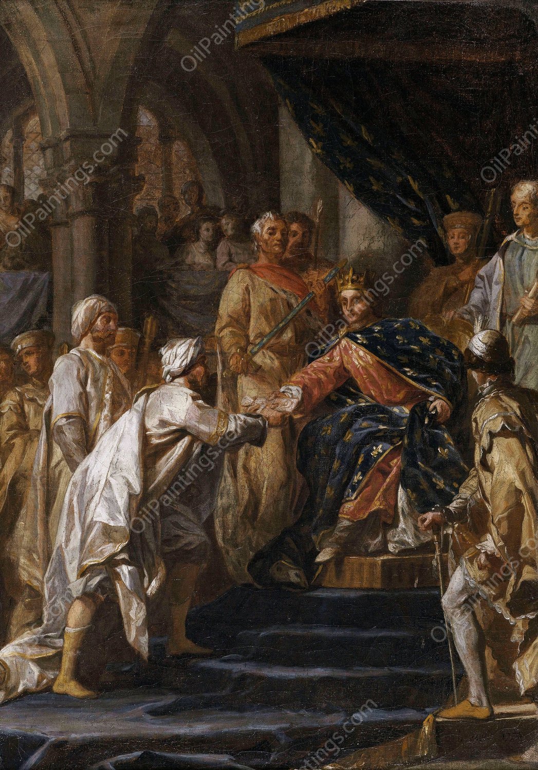 Saint Louis Recevant Les Messagers Du Vieux De La Montagne  by Nicolas-Guy Brenet - Hand-Painted Oil Painting Reproduction