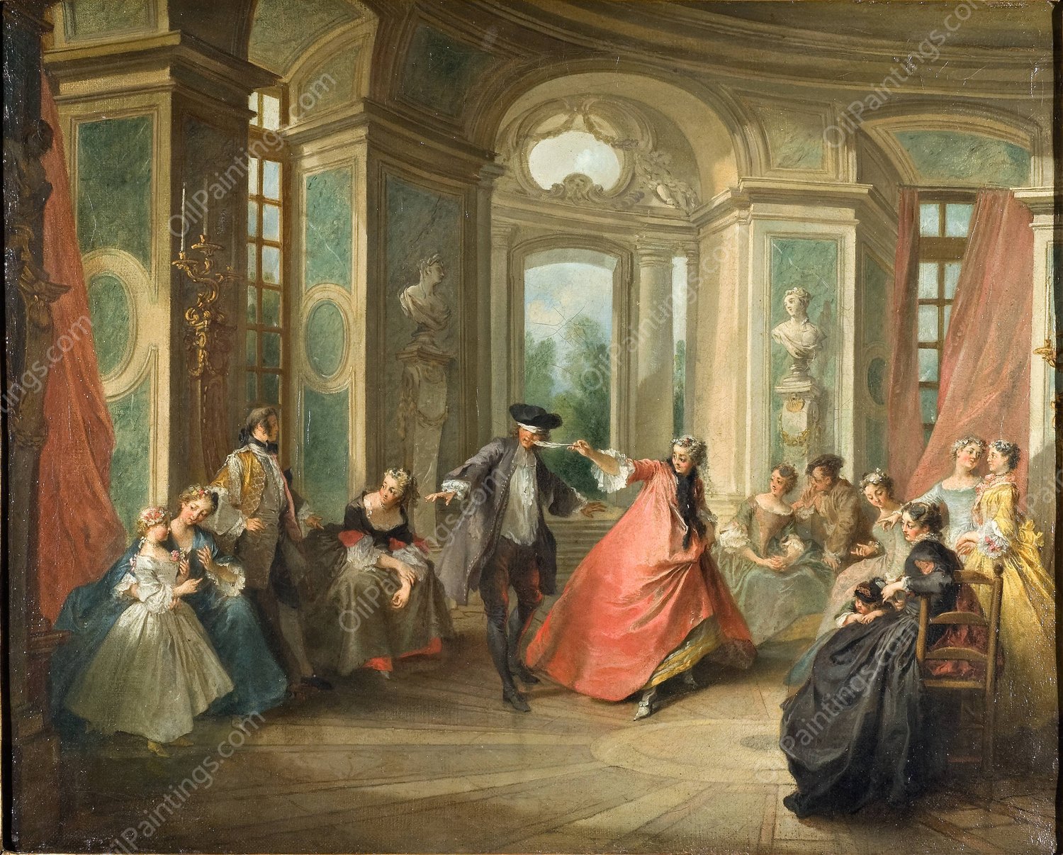 Blind Man's Buff by Nicolas Lancret - Hand-Painted Oil Painting Reproduction