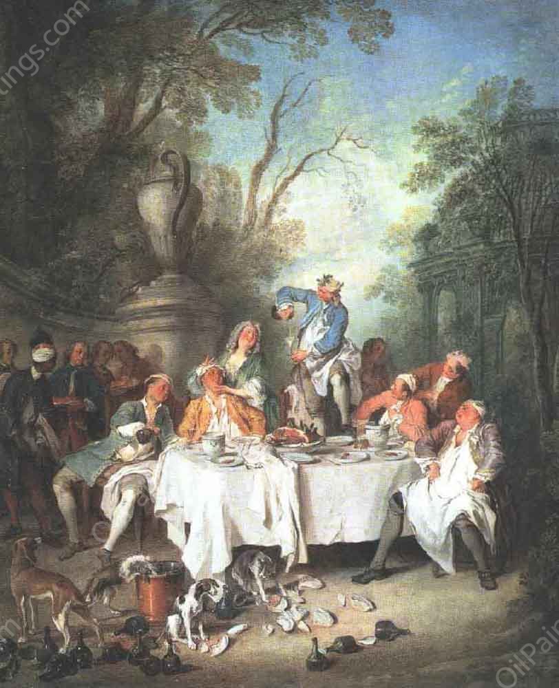 Luncheon Party by Nicolas Lancret - Hand-Painted Oil Painting Reproduction