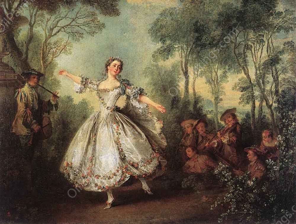 Mademoiselle de Camargo Dancing by Nicolas Lancret - Hand-Painted Oil Painting Reproduction