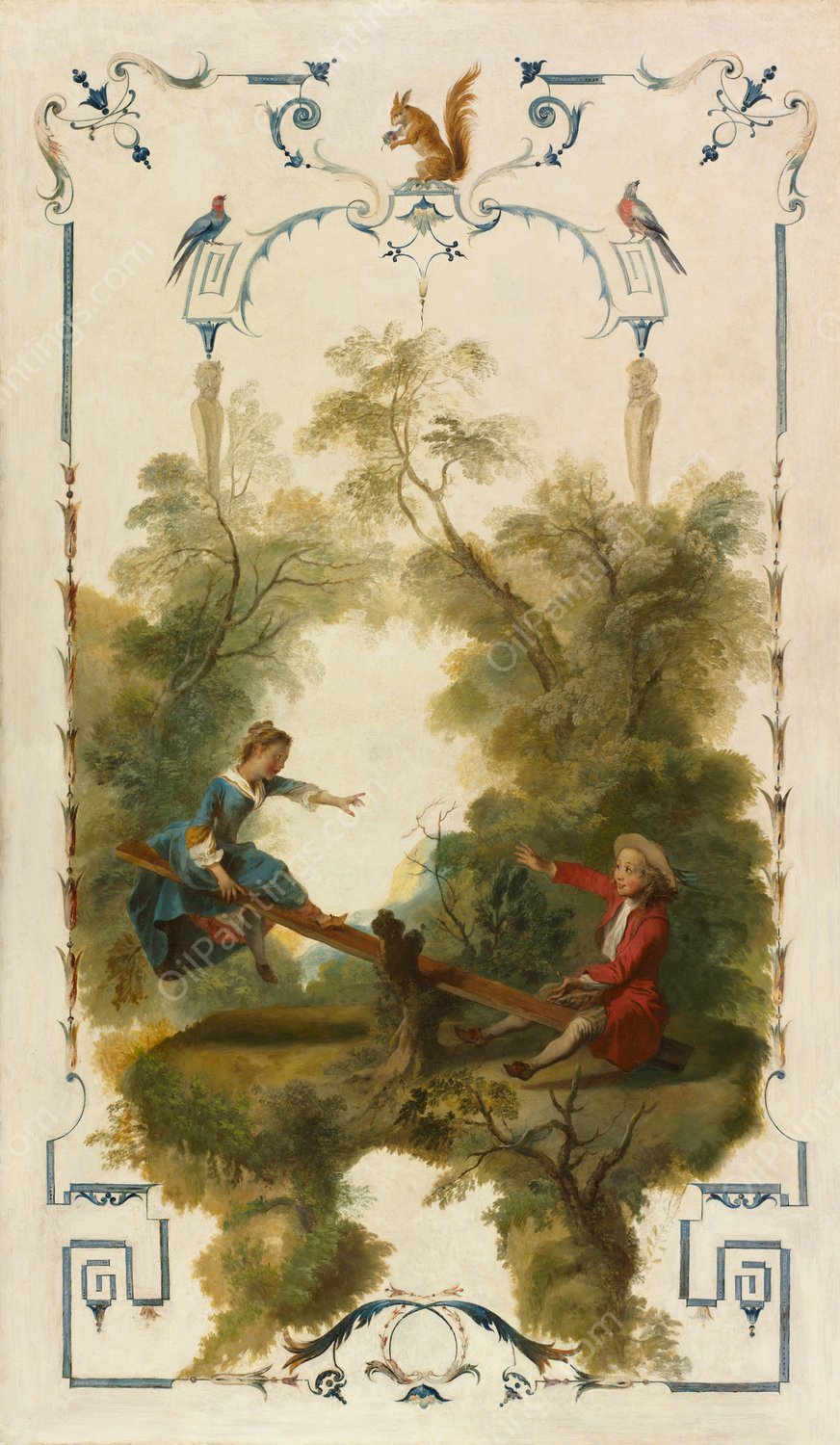 The See-Saw  by Nicolas Lancret - Hand-Painted Oil Painting Reproduction