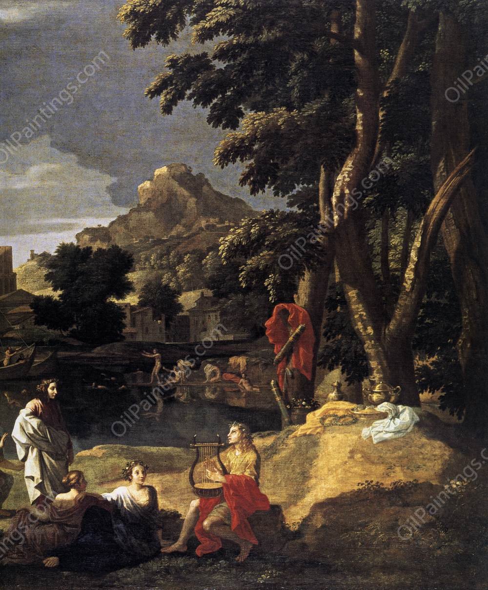 Landscape with Orpheus and Euridice Detail by Nicolas Poussin - Hand-Painted Oil Painting Reproduction