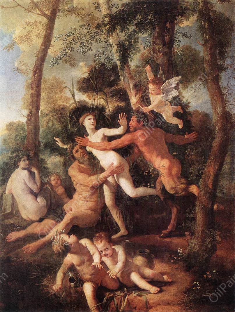 Pan and Syrinx by Nicolas Poussin - Hand-Painted Oil Painting Reproduction