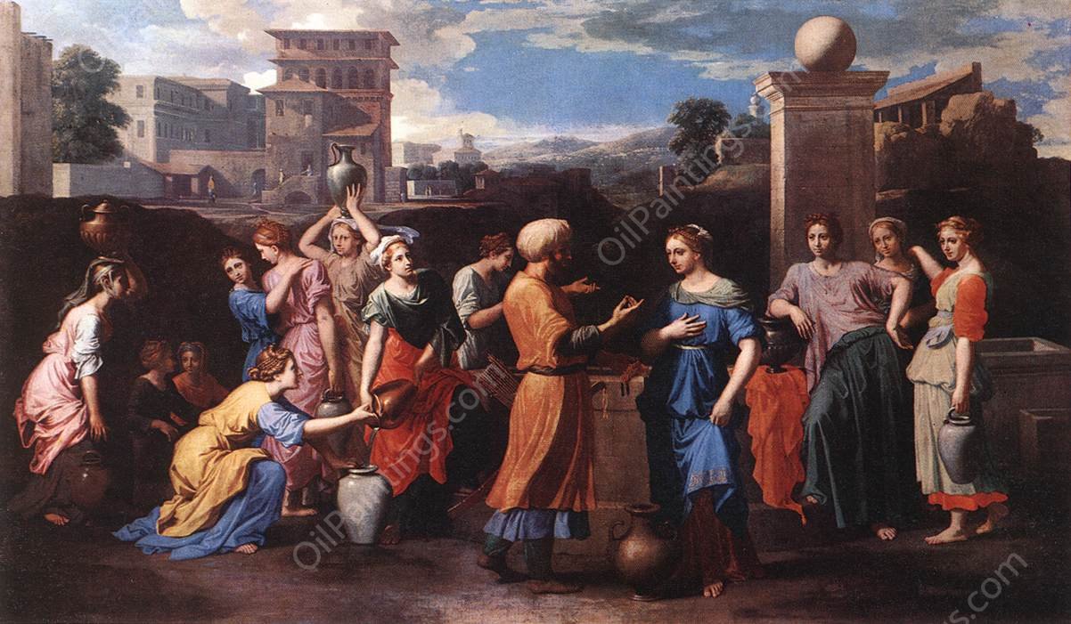 Rebecca at the Well by Nicolas Poussin - Hand-Painted Oil Painting Reproduction