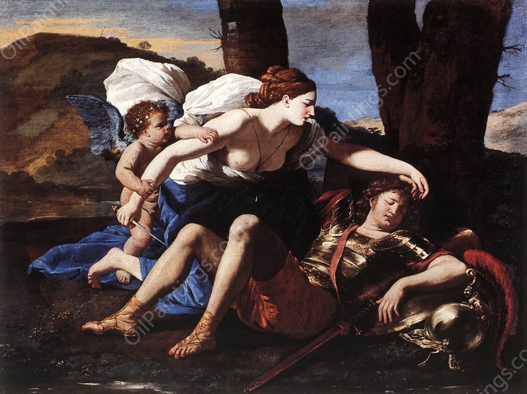 Rinaldo and Armida by Nicolas Poussin - Hand-Painted Oil Painting Reproduction