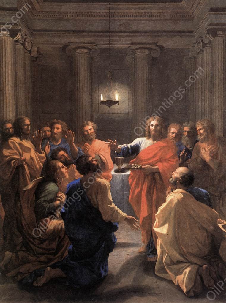 The Institution of the Eucharist by Nicolas Poussin - Hand-Painted Oil Painting Reproduction