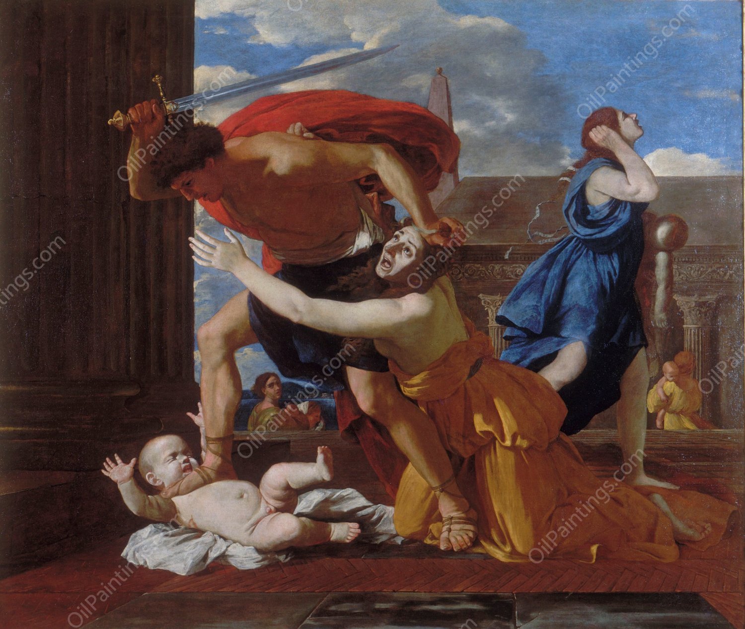 The Massacre of the Innocents by Nicolas Poussin - Hand-Painted Oil Painting Reproduction