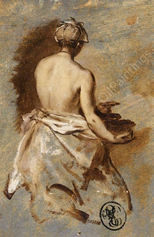 Young Woman with a Nude Back Presenting a Bowl by Nicolas Vleughels - Hand-Painted Oil Painting Reproduction