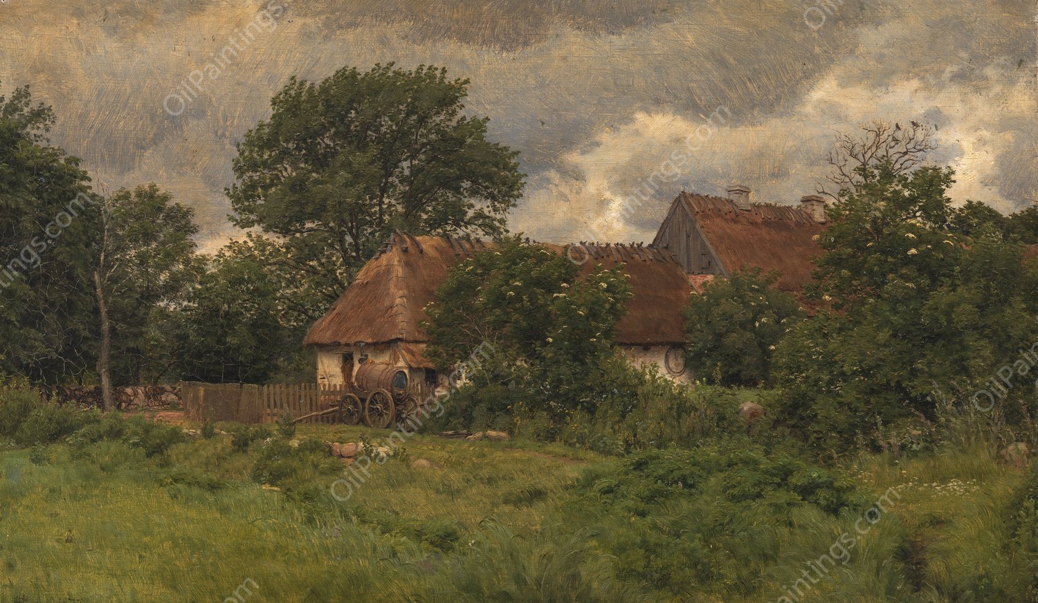 Gamle udbygninger ved en herregard  by Niels Skovgaard - Hand-Painted Oil Painting Reproduction