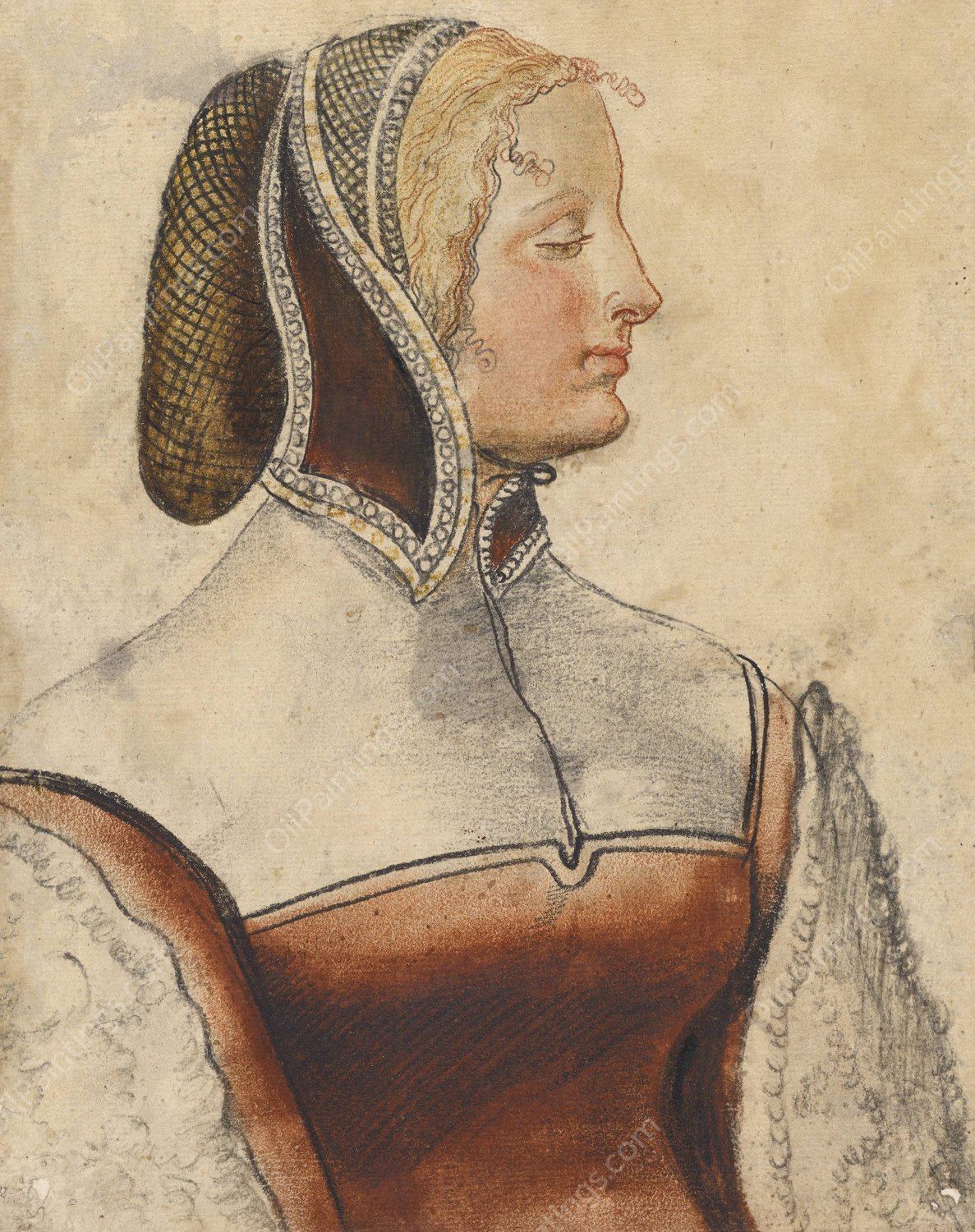 Brustbild einer jungen Frau im Profil  by Niklaus Manuel - Hand-Painted Oil Painting Reproduction