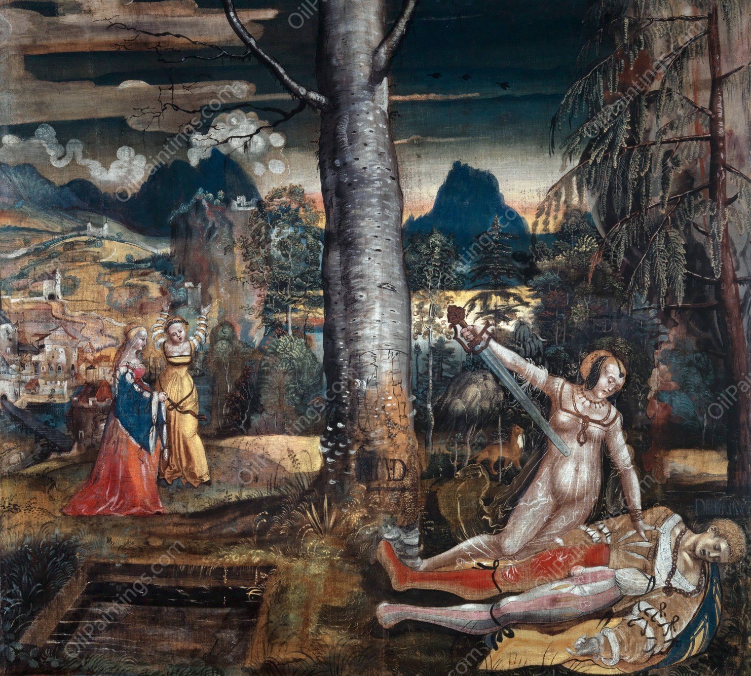 Pyramus and Thisbe  by Niklaus Manuel - Hand-Painted Oil Painting Reproduction