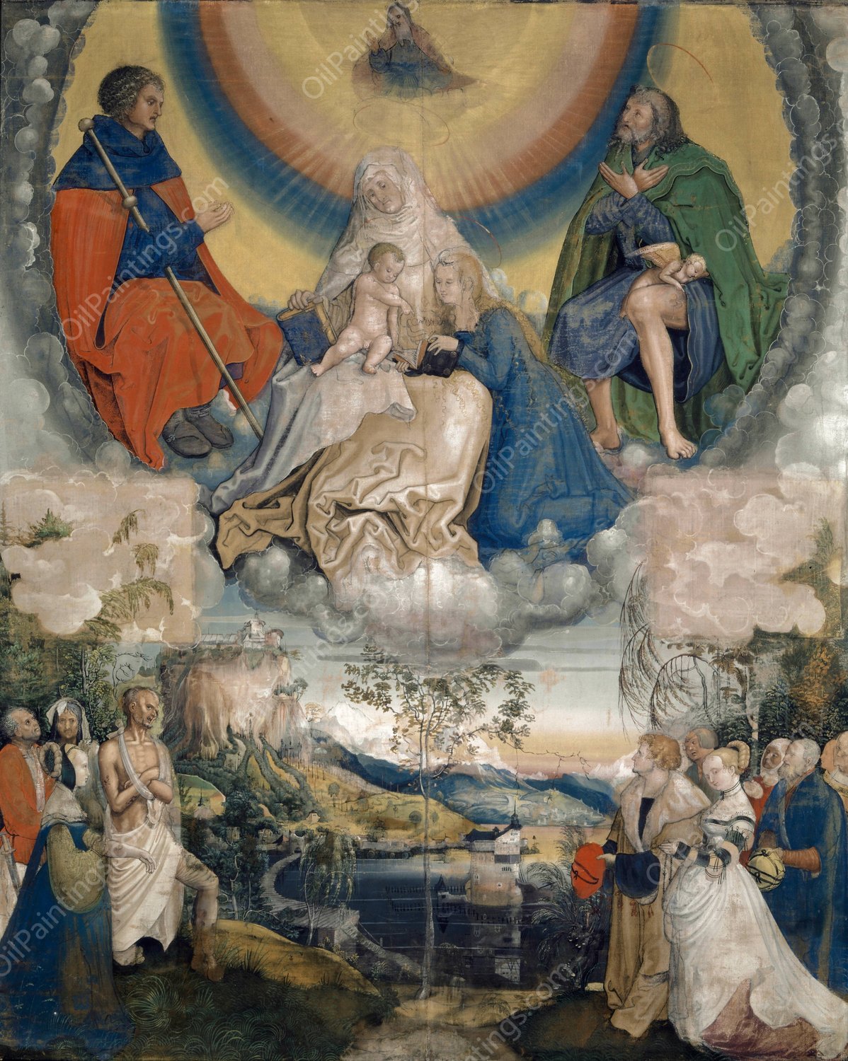 Saint Anne with the Virgin and Child, Saint James the Great and Saint Roch as Intercessors for Mankind Ridden by the Plague  by Niklaus Manuel - Hand-Painted Oil Painting Reproduction