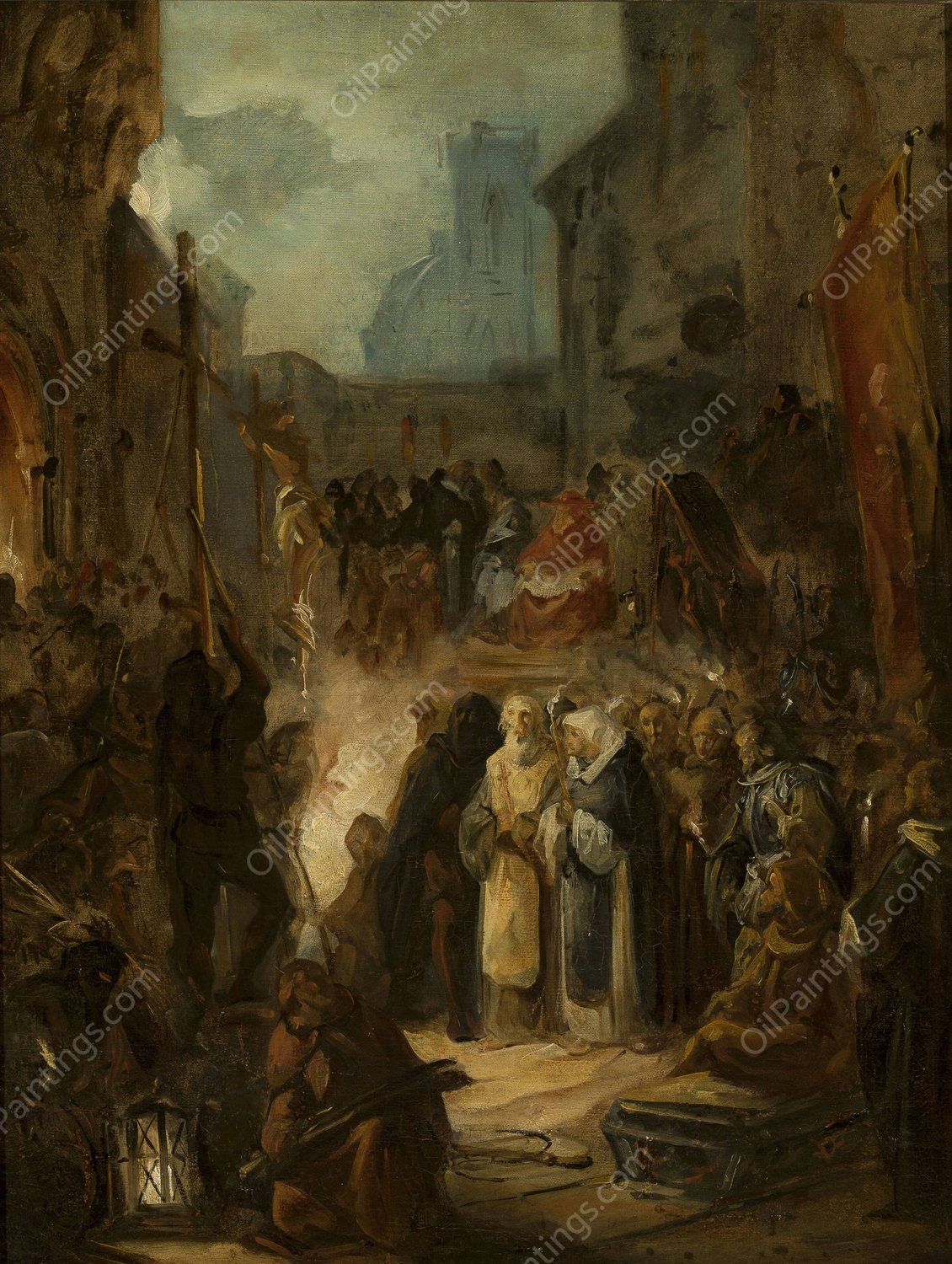 Inquisition scene  by Nikolai Alekseevich Lomtev - Hand-Painted Oil Painting Reproduction