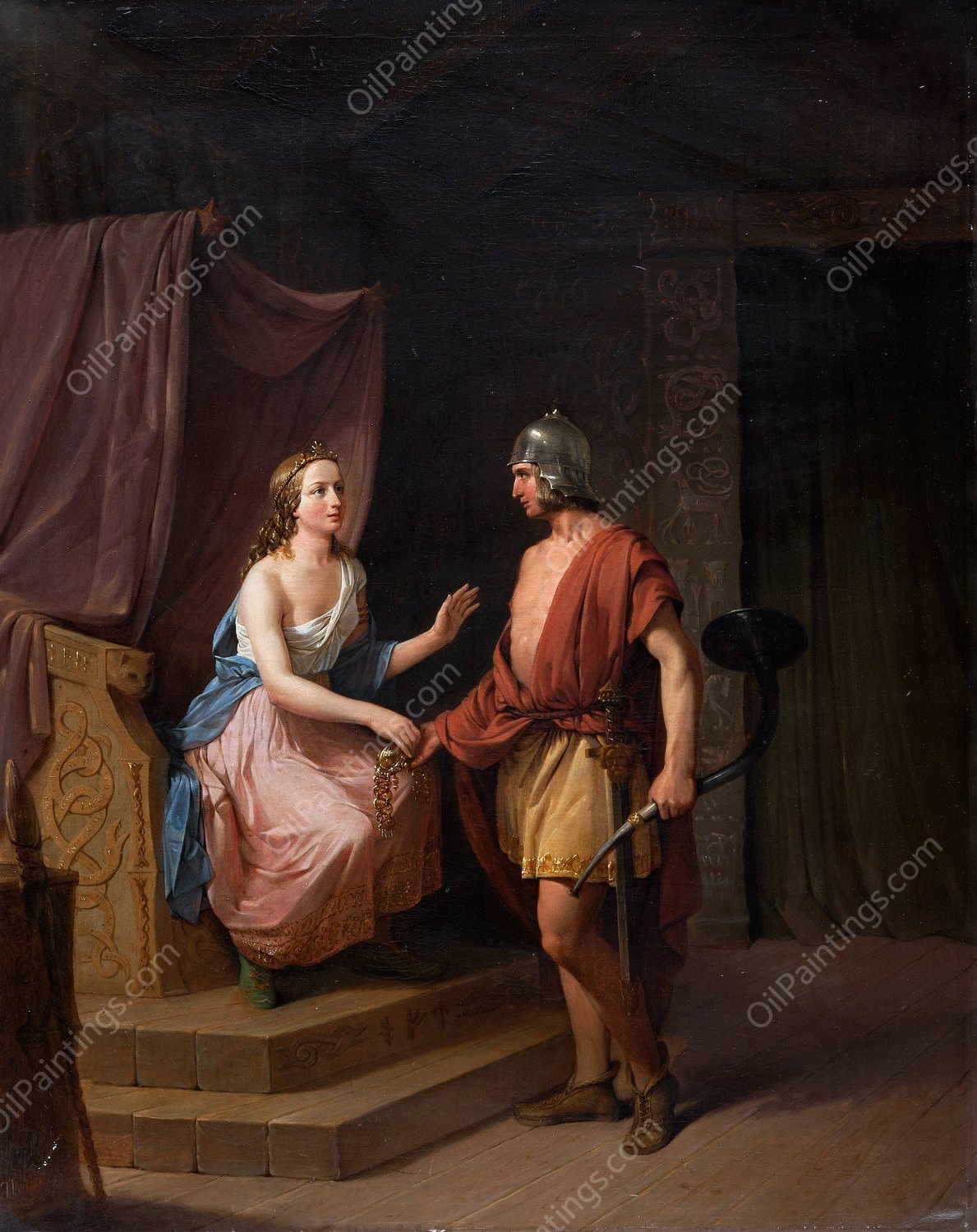 Heimdal Returns Brisingamen to Freya  by Nils Andresson - Hand-Painted Oil Painting Reproduction