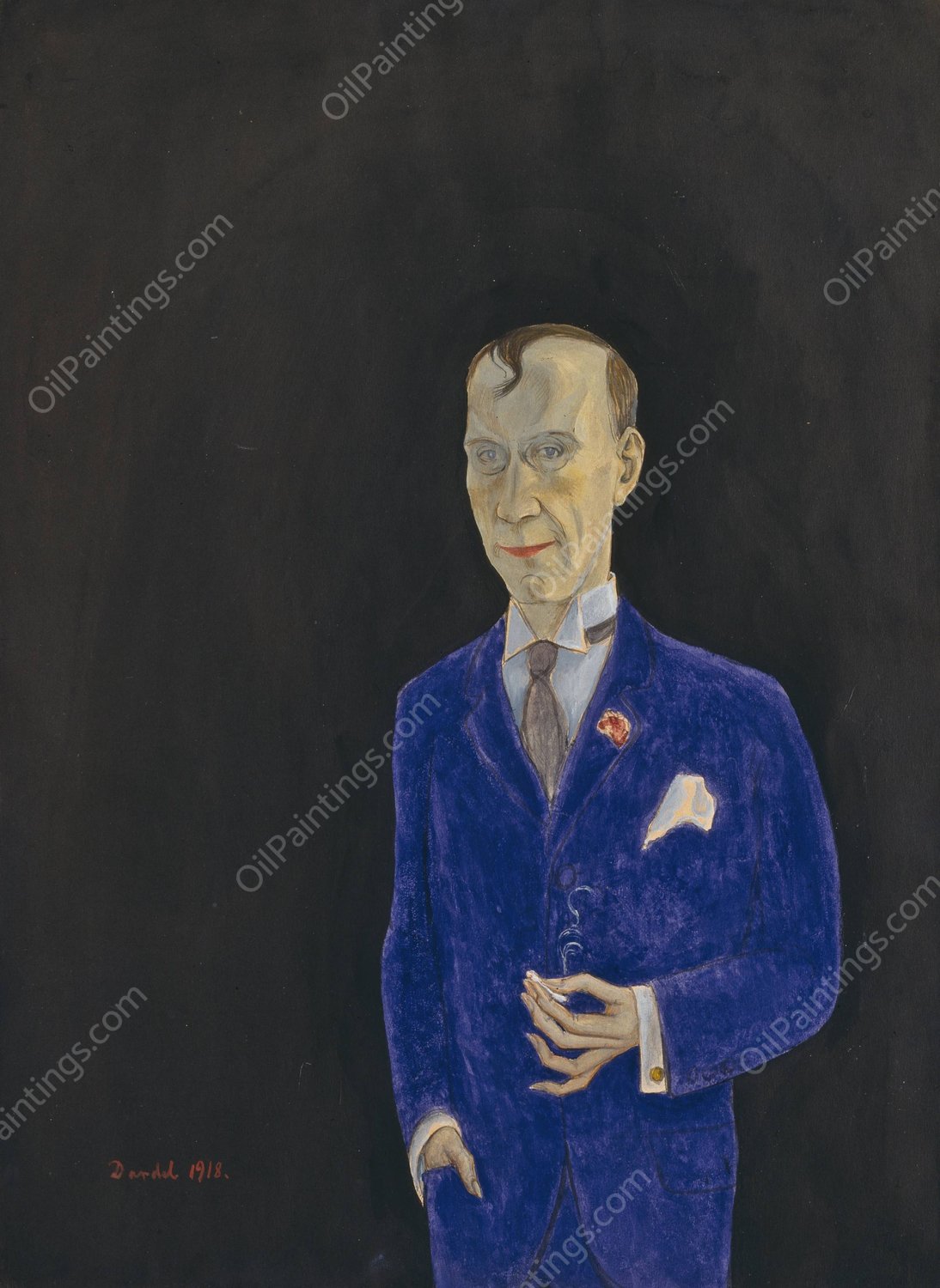 David Sprengel, 1880-1941, skribent, kritiker  by Nils Dardel - Hand-Painted Oil Painting Reproduction