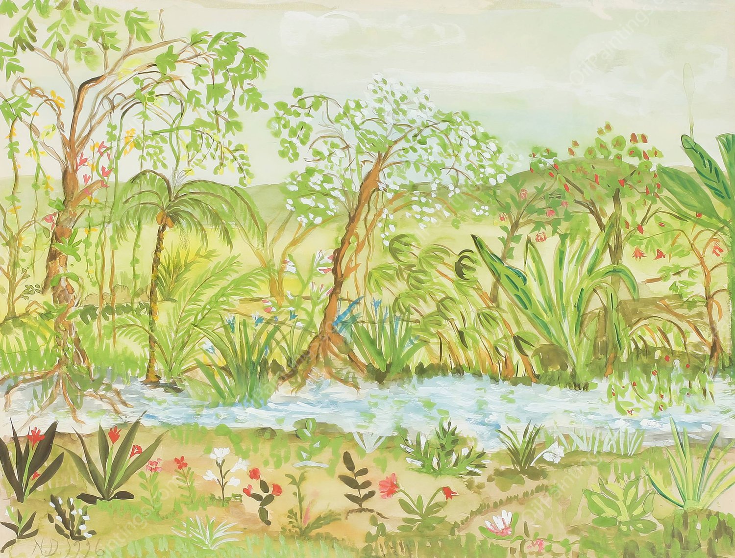 Exotiskt landskap  by Nils Dardel - Hand-Painted Oil Painting Reproduction