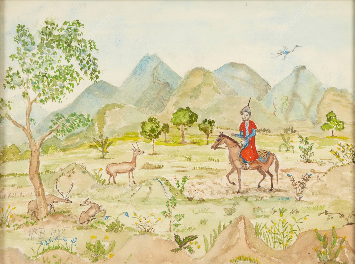 Landskap med ryttare  by Nils Dardel - Hand-Painted Oil Painting Reproduction