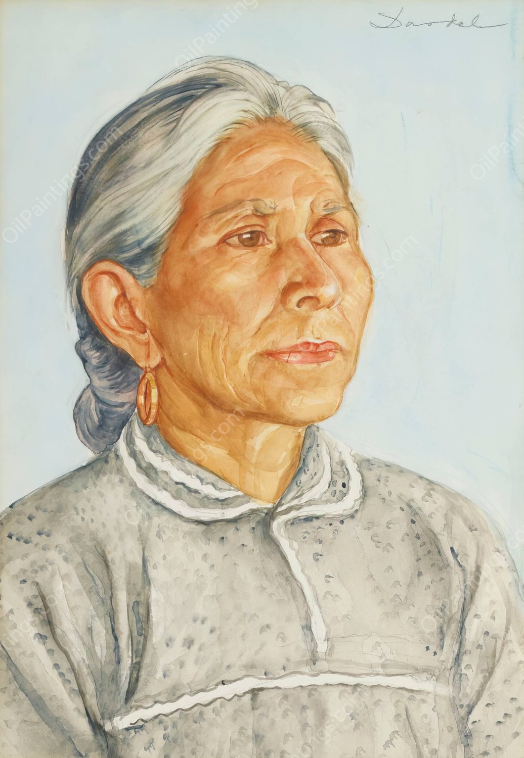 Old mexican woman by Nils Dardel - Hand-Painted Oil Painting Reproduction