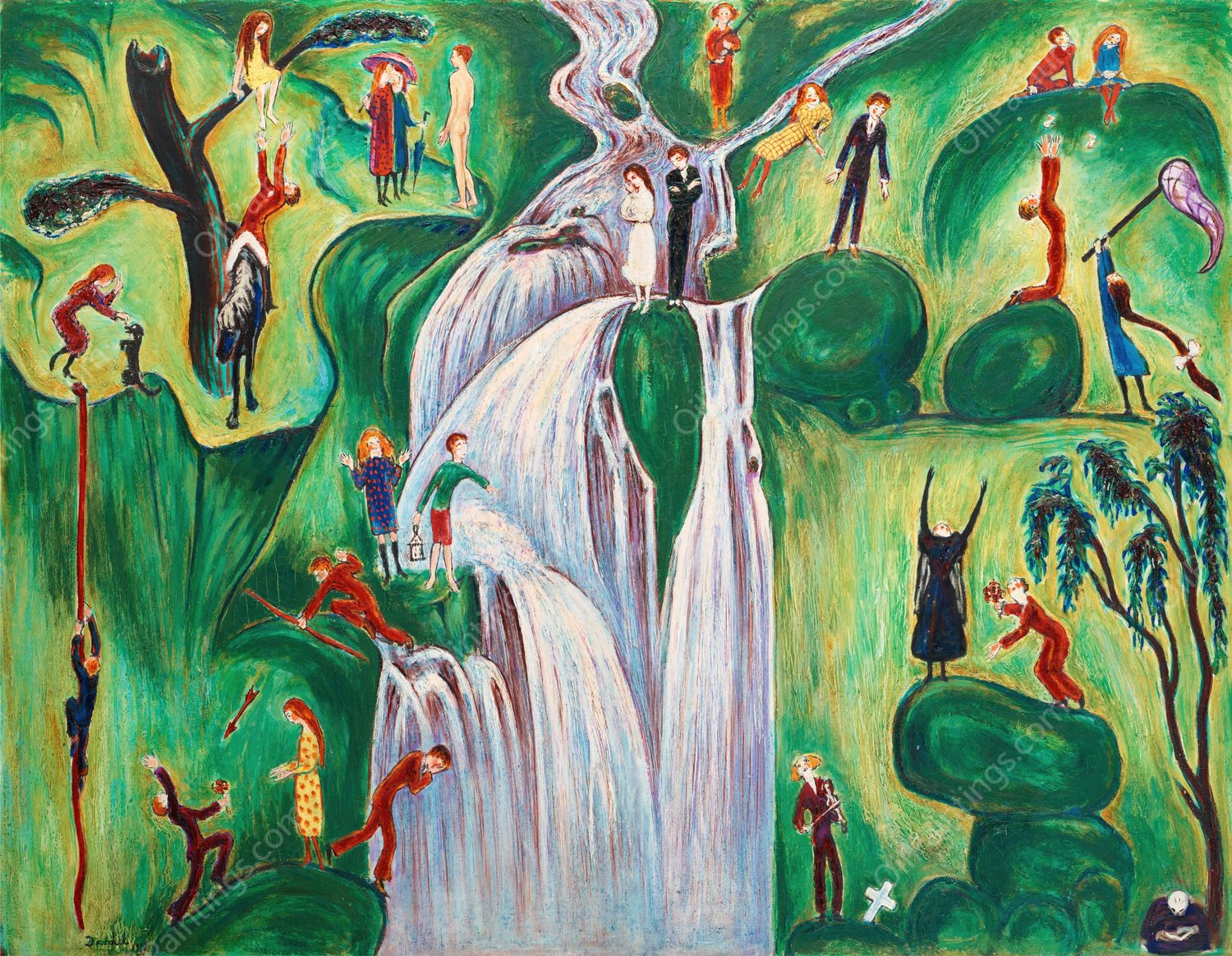 Vattenfallet  by Nils Dardel - Hand-Painted Oil Painting Reproduction