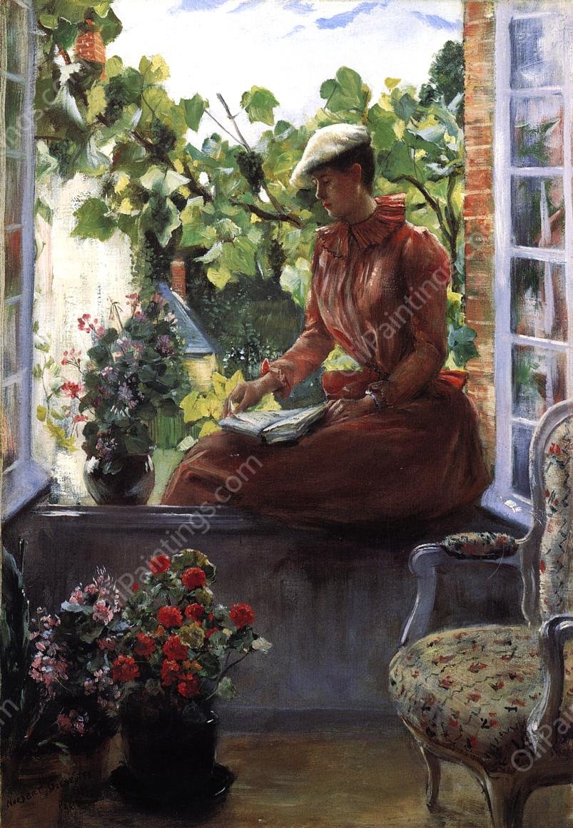 Portrait of Anna Goeneutte Wearing a Beret by Norbert Goeneutte - Hand-Painted Oil Painting Reproduction