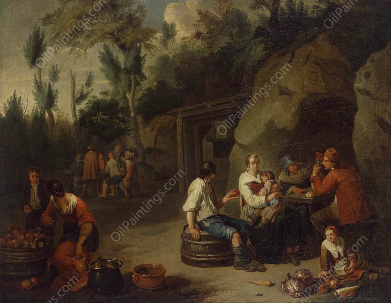 Peasant Family Sitting at a Table by Norbert Van Bloemen - Hand-Painted Oil Painting Reproduction