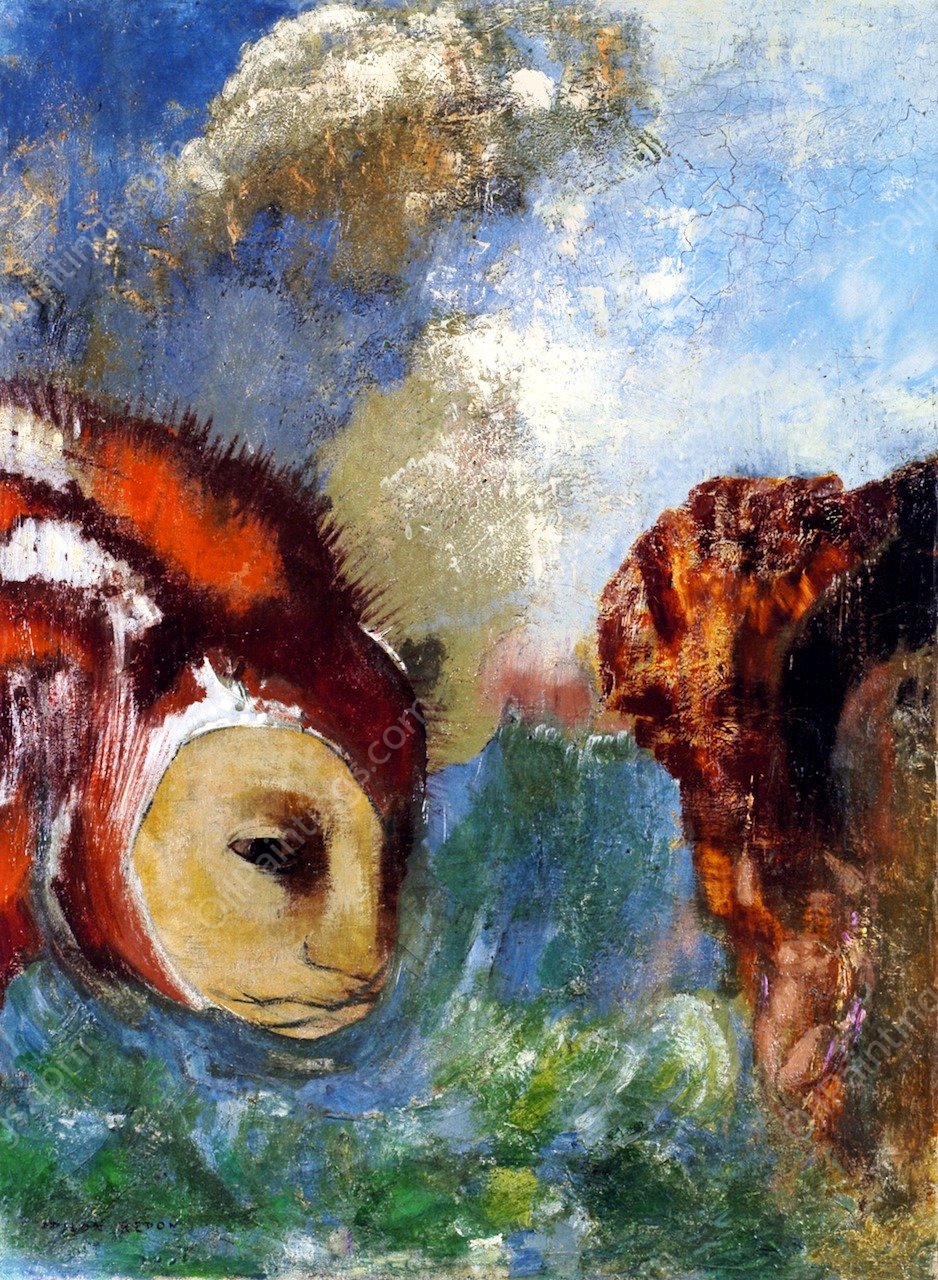Angelica and the Dragon by Odilon Redon - Hand-Painted Oil Painting Reproduction