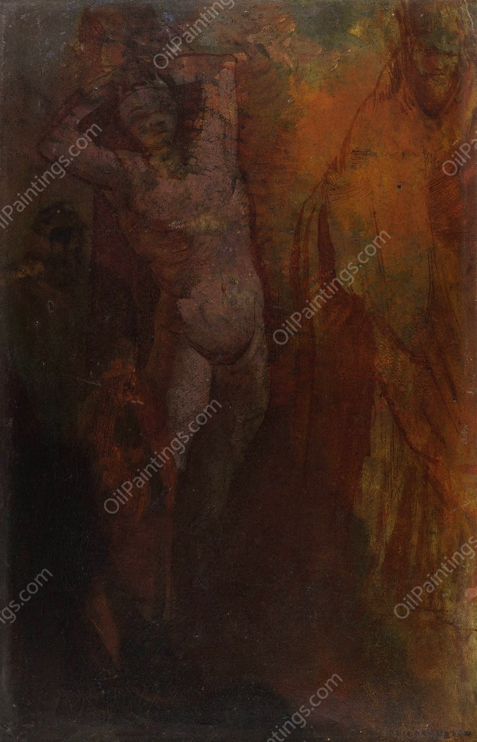 Composition a trois personnages by Odilon Redon - Hand-Painted Oil Painting Reproduction