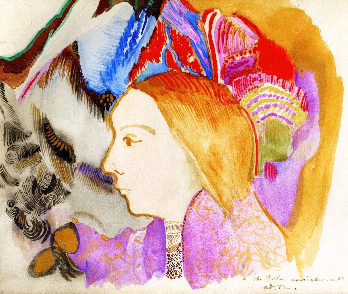 Girl and Flowers by Odilon Redon - Hand-Painted Oil Painting Reproduction