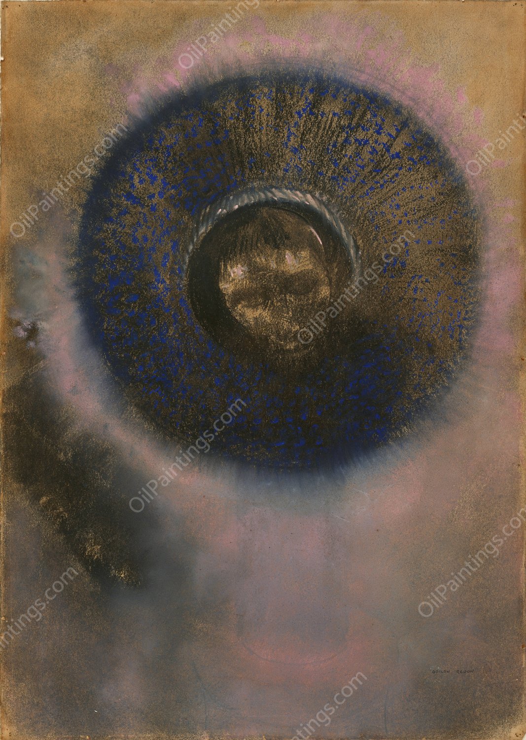 Head within an Aureole  by Odilon Redon - Hand-Painted Oil Painting Reproduction