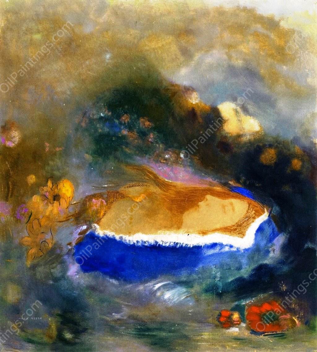 Ophelia with Blue Cape by Odilon Redon - Hand-Painted Oil Painting Reproduction