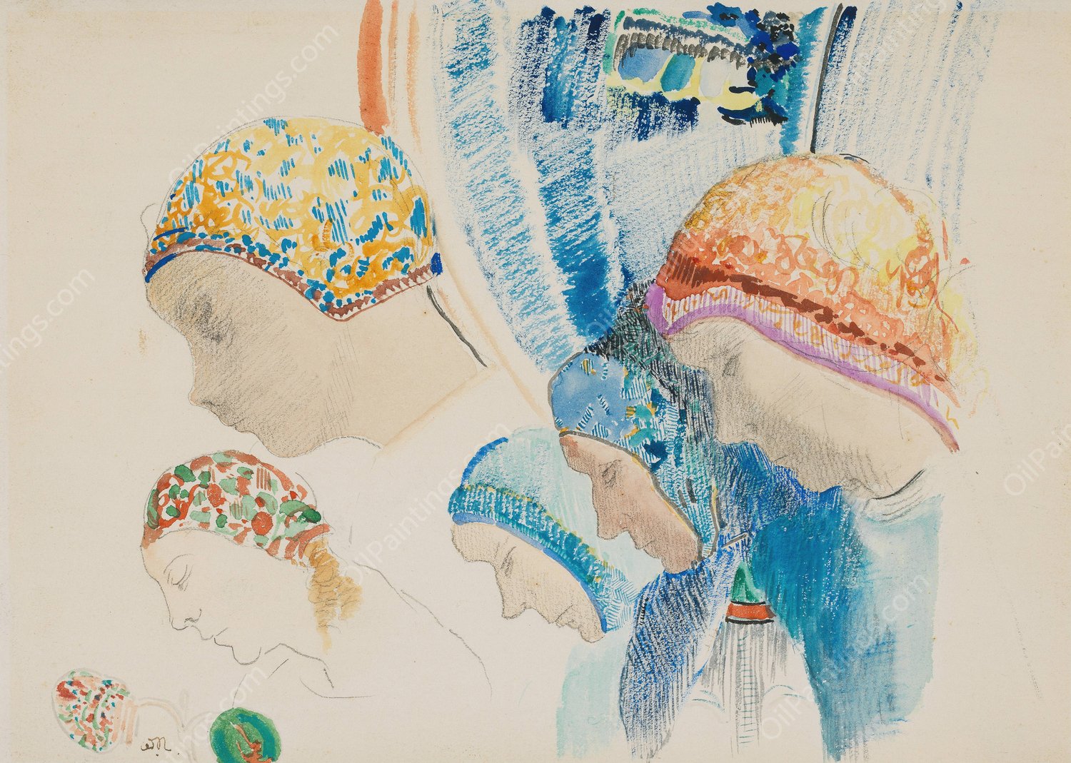 Profils de Hollandaises by Odilon Redon - Hand-Painted Oil Painting Reproduction