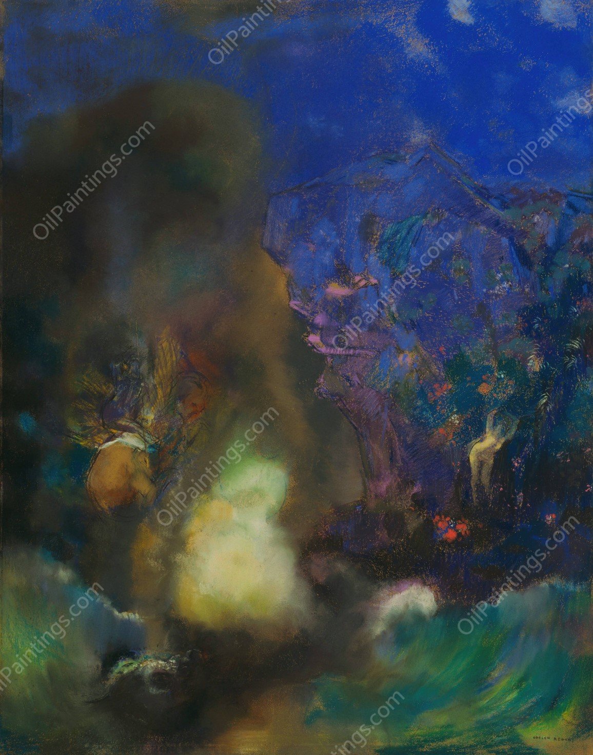 Roger and Angelica  by Odilon Redon - Hand-Painted Oil Painting Reproduction